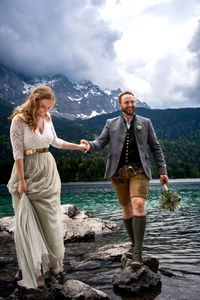 Fotos, Paarfotos, Hochzeitsfotos, Hochzeitspaar, Brautpaar, Eibsee, Bayern, Hochzeit, Zugspitze, Hochzeitsfotos, Shooting, Tracht,